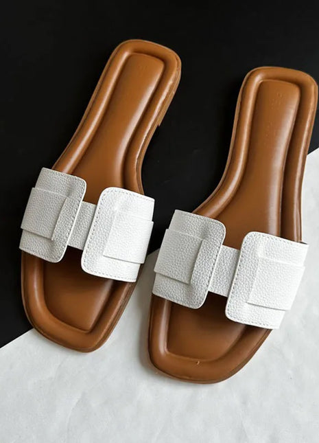 2025 Pantofole moderne da donna Estate all'aperto Comode pantofole piatte Pantofole in pelle di lusso Sandali da donna Scarpe casual con diapositive