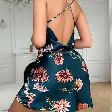 Abito Estivo Donna Stampa Floreale Scollo Americana Mini Abito Sexy Senza Maniche Poliestere S-XL