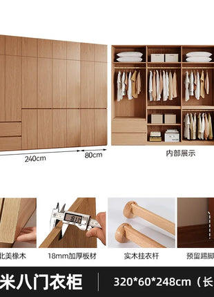 Armadio in Legno Massello di Rovere — Stile Nordico Scandinavo | Guardaroba Modulare per Camera da Letto
