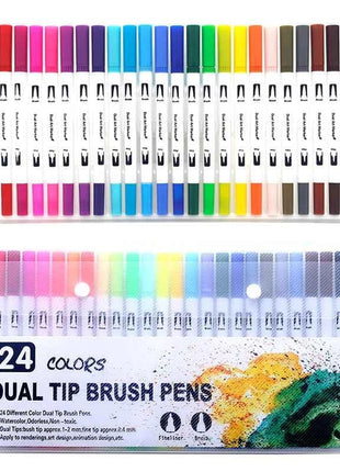 Set Pennarelli Manga Dual Tip 12/24/36/120 Colori Acquerello Fineliner per Calligrafia e Arte