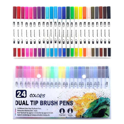 Set Pennarelli Manga Dual Tip 12/24/36/120 Colori Acquerello Fineliner per Calligrafia e Arte