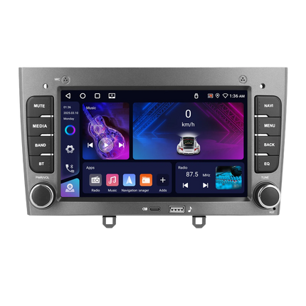 Podofo Wireless CarPlay AI Voice Car Radio Android Auto DSP GPS Multimedia Player For Peugeot 308 (T7) /408 FM/RDS EQ BT WIFI