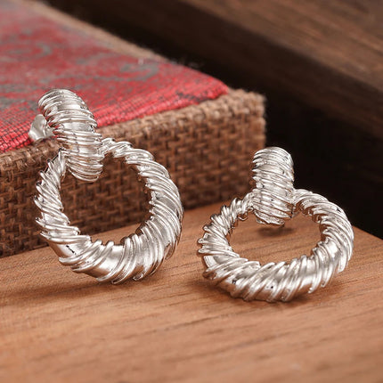 Orecchini a Cerchio Huitan per Donne, Design Intrecciato Circolare, Accessori di Lusso alla Moda per Feste, Gioielli Delicati in Metallo per Matrimoni