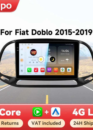 Hizpo AI Voice Autoradio Radio For Fiat Doblo 2015 - 2019 4G Car Multimedia GPS 2din Wireless CarPlay Android Auto Navigation BT