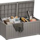 Outdoor Storage Box, 100 Gallon Deck Box, Waterproof Resin Storage Bench for Patio Cushions