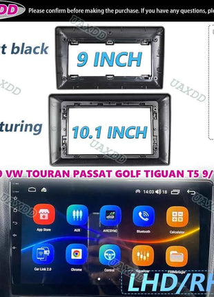 UAXDD Android pannello telaio auto per il 2009 VW TOURAN PASSAT GOLF TIGUAN T5 9 10 POLLICI cavo cablaggio video decodificatore navigazione canbus