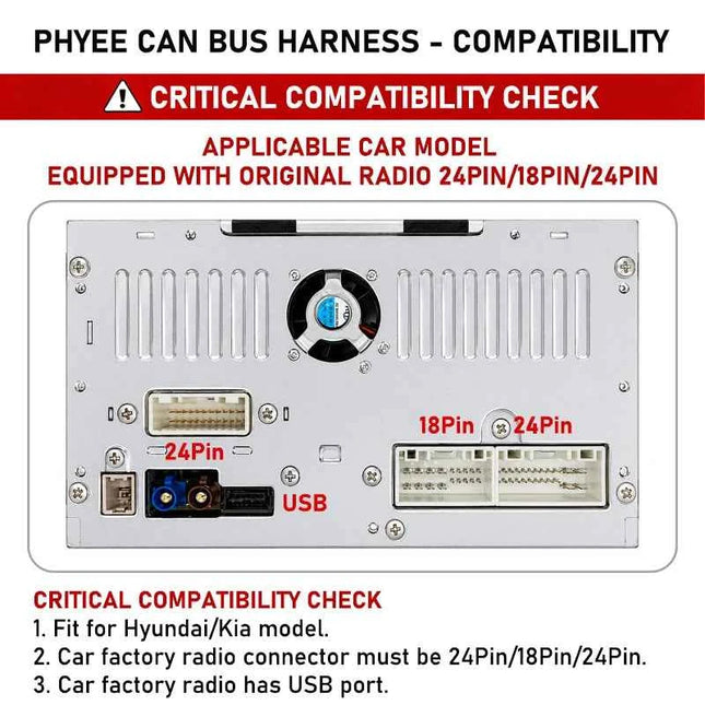 Decoder CAN Bus 24Pin/18Pin/24Pin per Hyundai Tucson Elantra Kia Sportage Ceed, SWC, Plug & Play, Adattatore Android 16-Pin