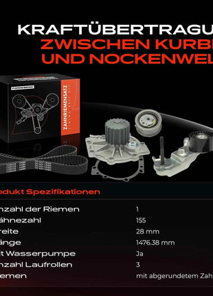 Kit Cinghia Distribuzione e Pompa Acqua Frankberg 1x per Volvo S60 II S90 II V40 V60 I XC40 7883-13314 KP15686XS-1 KP17PK1570