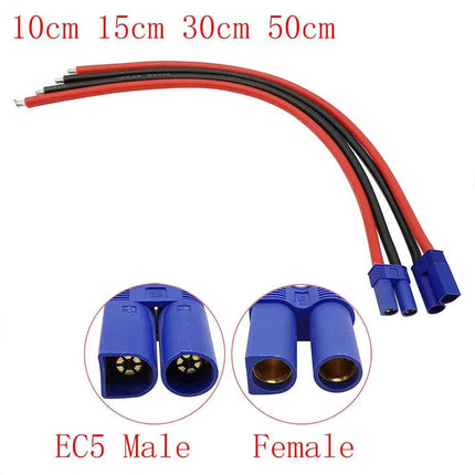 EC5 Maschio Femmina Proiettile Connettore Spina Treccia Cavo 15 cm 30 cm 50 cm 10AWG Filo di Silicone per RC Lipo Batteria FPV Auto Barca