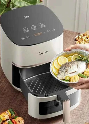 Friggitrice ad Aria Midea - Doppia Fonte di Calore, Vapore, Grill, Finestra Visiva