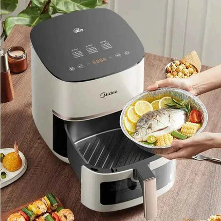 Friggitrice ad Aria Midea - Doppia Fonte di Calore, Vapore, Grill, Finestra Visiva