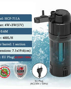 5 in 1 UV Filter for uv Aquarium Sterilization Fish Tank Pump Filter 800L/H Smart Timing Control Sterilization Lamp Pumps