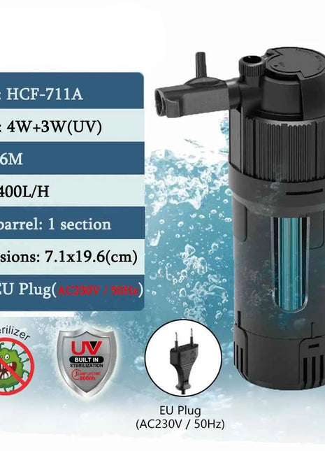 5 in 1 UV Filter for uv Aquarium Sterilization Fish Tank Pump Filter 800L/H Smart Timing Control Sterilization Lamp Pumps