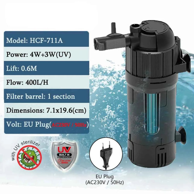 5 in 1 UV Filter for uv Aquarium Sterilization Fish Tank Pump Filter 800L/H Smart Timing Control Sterilization Lamp Pumps