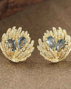 Orecchini a Forma di Conchiglia Huitan per Donne, Stile Oceano Fresco, Accessori di Lusso per Feste e Matrimoni, Gioielli alla Moda con Zirconi Blu Brillanti