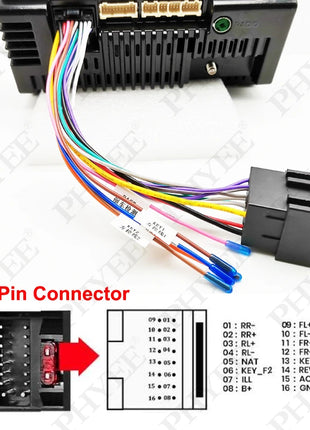 ISO Wiring Harness Adapter, for 2-Din Android Car Radio Head Unit with 16 Pin, Automotive Power Cable, Plug and Play
