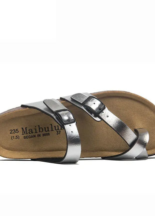 28 colori New Summer Beach Infradito in sughero Sandali Donna Pu Leather Colore misto Scarpe da pantofola per San Valentino all'aperto