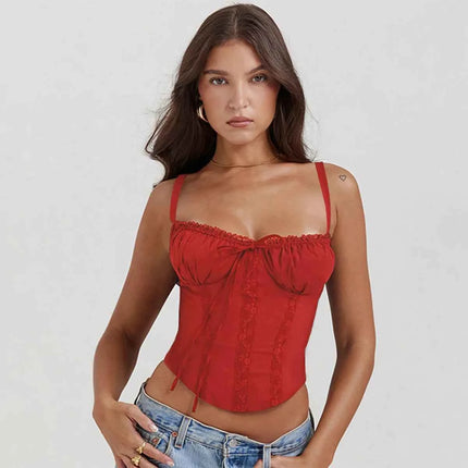 Mini Abito Estivo da Donna Elegante in Pizzo Floreale con Corsetto, Vestito Corto Bianco Giallo Rosso Blu da Spiaggia