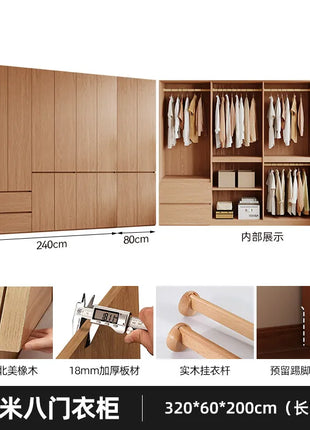Armadio in Legno Massello di Rovere — Stile Nordico Scandinavo | Guardaroba Modulare per Camera da Letto