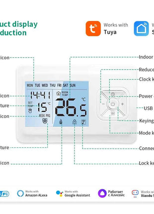 Tuya Smart Wifi Thermostat Wireless For Gas Boiler Room Thermostats Battery Operated Thermostat Wifi Smart  Alexa Google Home