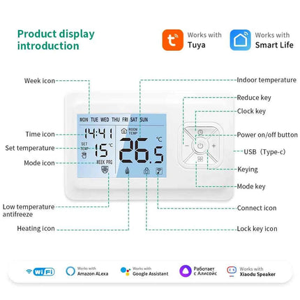 Tuya Smart Wifi Thermostat Wireless For Gas Boiler Room Thermostats Battery Operated Thermostat Wifi Smart  Alexa Google Home