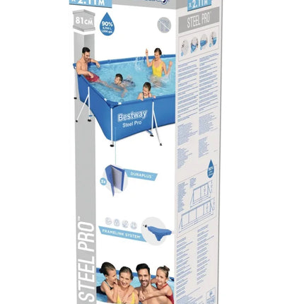 Piscina Quadrata Bestway AGP 400*211*80cm, Grande Piscina Familiare con Telaio in Metallo, Piscina Quadrata Pieghevole con Supporto in Tela Cerata