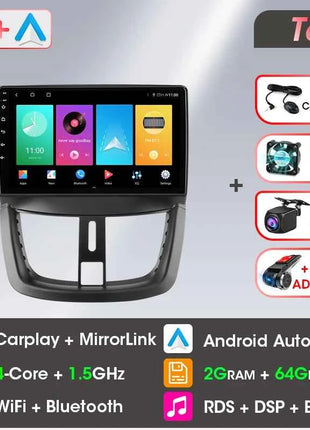 Android Wireless Carplay Car Radio for Peugeot 207 CC 207CC 2006-2015 Multimedia Player 2Din Navigation Stereo Head Unit Auto