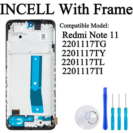 2201117 TG 2201117 SG Premium Lcd per Xiaomi Redmi Note 11 Display Touch Screen Digitizer Pannello di montaggio per Redmi Note 11S LCD
