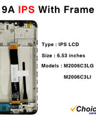 9A/9C IPS LCD for Redmi 9A/9C Display Touch Screen Digitizer Assembly Parts For Xiaomi Redmi 9C/9A With Frame LCD