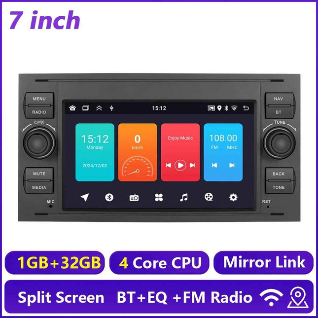 Hikity 2Din 7 "Car Radio for Transit Fiesta Focus Galaxy Mondeo Fusion Kuga C/S-Max Car Player Carplay/Auto GPS WIFI Touch display