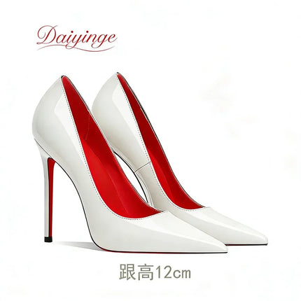 Scarpe da Donna 2026 di Tendenza Lusso con Suola Rossa Tacchi Alti a Punta Stiletto 12 cm Comode per Feste e Cerimonie