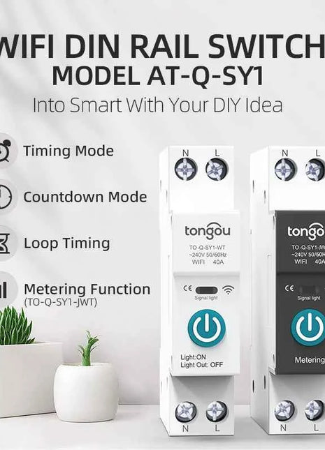 Tuya Wifi Smart Circuit Breaker Switch With Metering 63A1P Din Rail remote control Smart Home Smart Life App Timer Module TONGOU