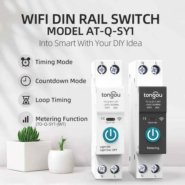 Tuya Wifi Smart Circuit Breaker Switch With Metering 63A1P Din Rail remote control Smart Home Smart Life App Timer Module TONGOU