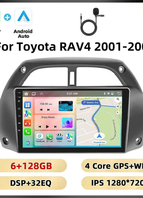 Podofo 8Core 2Din Car Stereo For Toyota RAV4 2001-2006 Multimedia Player WIFI 4G AI Voice BT Carplay Android Car Radio RDS