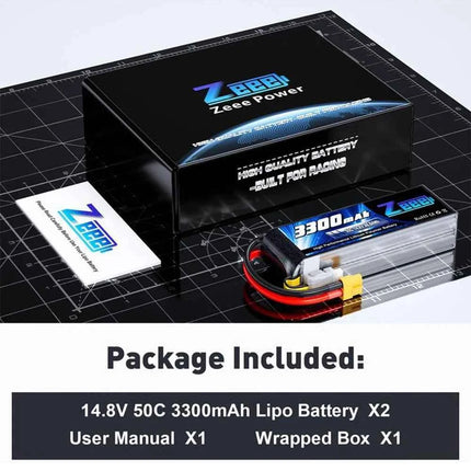 2pcs Zeee 4S Lipo FPV Drone Battery 14.8V 3300mAh 50C Softcase with XT60 Plug for RC Car RC Helicopters Trucks RC Model Parts