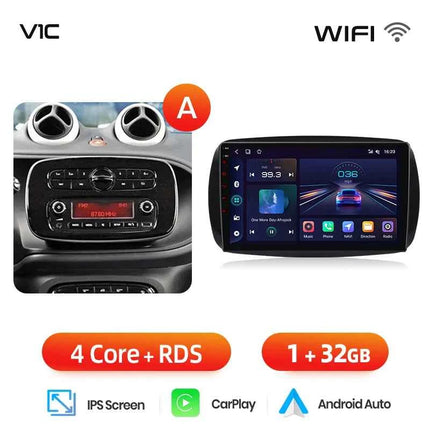 Junsun Wireless CarPlay Android Auto Car Radio For Mercedes Benz Smart 453 Fortwo 2014-2020 GPS Multimedia 2 din Systems Stereo
