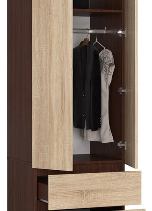 Armadio AKORD S60 Wenge 60 cm 2 ante 2 cassetti colore Rovere Sonoma Opaco 1 ripiano 60x51x180 cm