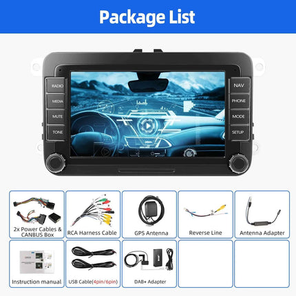 ESSGOO 7" Android 14 4+64G Wireless CarPlay Car Stereo Radio for VW Golf 5 6 Passat Polo Touran Tiguan Caddy GPS Navi RDS FM BT