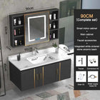Bathroom Vanity Cabinet Set with Integrated Ceramic Sink Drain Accessories Wall Mounted Aluminum Storage Cabinet Mirror Combo