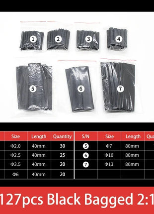 127/328/750 Pcs Heat Shrink Tubing Kit 2:1 Wire Shrinkable Tube Heat Shrink Wire Connect Cover Protection Sleeves