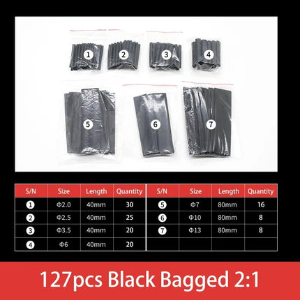 127/328/750 pezzi kit di avvolgimento tubi termorestringenti 2:1 filo termoretraibile tubo termoretraibile filo collegare copertura guaine di protezione