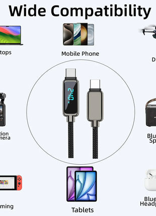 Cavo USB C a USB C da 240 W con PD 3.1, ricarica rapida, cavo intrecciato resistente per iPhone, MacBook Pro, Xiaomi, laptop, caricabatterie Type-C, cavo USB per Mac, cavo Power Delivery.