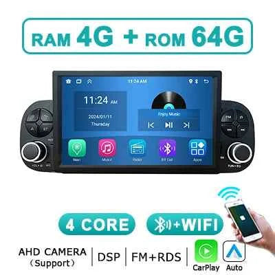 Wireless 7'' Carplay Android 15 Auto Stereo autoradio For Fiat Panda 2020-2023 2 din Car Radio Multimedia player Screen 4G LTE