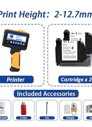 EURANNIT E19 12.7mm Portable Printer Handheld Thermal Inkjet Printer Portable Expire Date Counter QR Barcode Logo Coding Machine