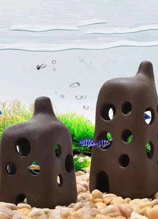 Ceramic House Fish Tank Aquarium Decoration Fish Shrimps Shelter House Pottery Scorpion House Canister Simulation Stone Ornament