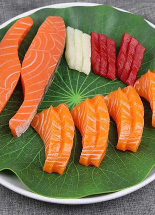 1pcs Simulated Sushi Model Simulated Salmon Fake Japanese Cuisine Simulated Salmon Slices Four Consecutive Pieces Food Model PVC