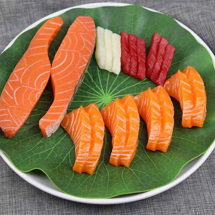 1pcs Simulated Sushi Model Simulated Salmon Fake Japanese Cuisine Simulated Salmon Slices Four Consecutive Pieces Food Model PVC