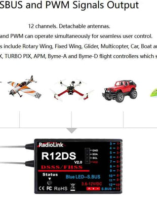 Radiolink R4FGM R4F R6FG R6F R6DSM R6DS R7FG R8F R8EF R8FM R8SM  R12DSM R12DS R9DS RC Mini Receiver for RC Cars Boats Drone