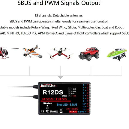 Radiolink R4FGM R4F R6FG R6F R6DSM R6DS R7FG R8F R8EF R8FM R8SM  R12DSM R12DS R9DS RC Mini Receiver for RC Cars Boats Drone