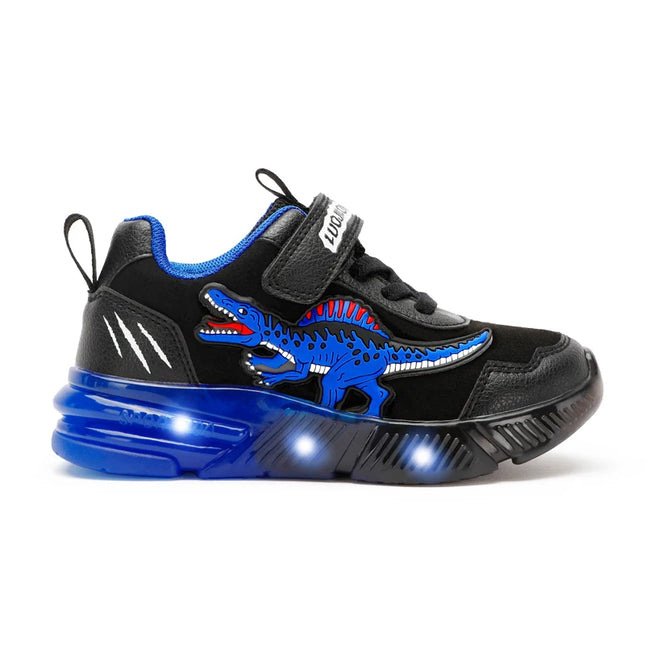 EXDINO Dinosauro Bambini piccoli Primavera Autunno Scarpe luminose a LED Bambini Spinosaurus Ragazzi Glowing Scarpe da ginnastica sportive casual antiscivolo